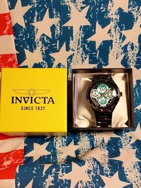 Invicta Men's Black Watch with Teal Accent Dial S1 Rally 44mm